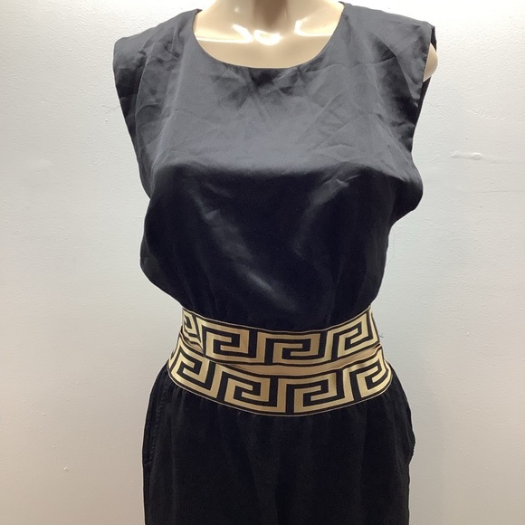 Cien Size Medium Black Satin 2Pc Pant Set With Geometric Elastic Waist. Preloved - Picture 4 of 8